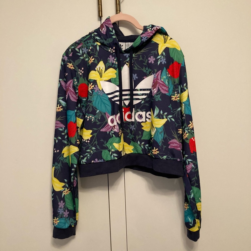 Adidas Cropped Graphic Hoodie